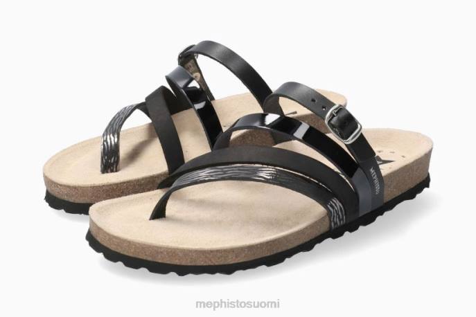 naiset V082233 nätti musta Mephisto sandaalit